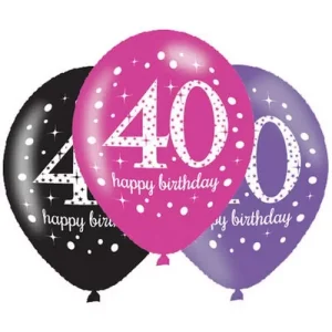 Balão Latex Happy Birthday rosa 40 6 Unidades