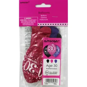 Balões Latex Happy Birthday Rosa 30 6 Unidades