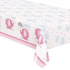 Toalha de Mesa Elefante Chapéu de Chuva Rosa