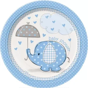 Pratos Elefante Chapéu de Chuva Azul