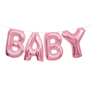 Balão Foil Bandeira Letras BABY Rosa