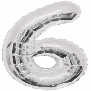 Balão Foil Prateado Nº 6 34″/86cm