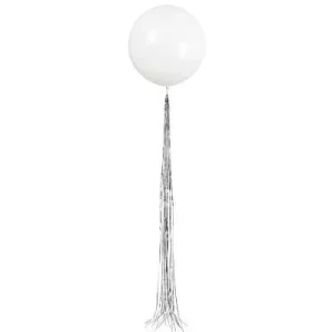 Balão Branco 24″ Tassel Prateado
