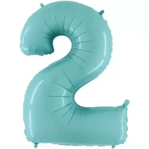 Balão Foil Nº2 Azul Pastel 40″