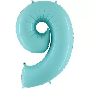 Balão Foil nº9 Azul Pastel 40″