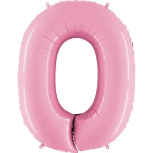 Balão Foil Nº0 Rosa Pastel 40″
