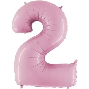 Balão Foil Nº2 Rosa Pastel 40″