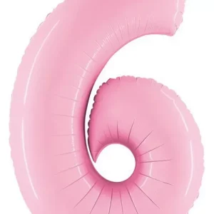 Balão Foil nº6 Rosa Pastel 40″