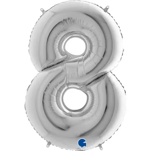 Balão Foil 40″ Nº8 Prata Grabo