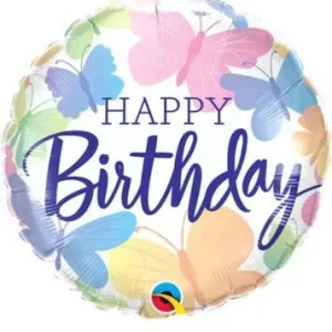 Balão Foil 18″/46cm Borboletas Happy Birthday