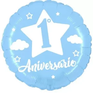 Balão Foil Standart Português 1º Aniversário Azul