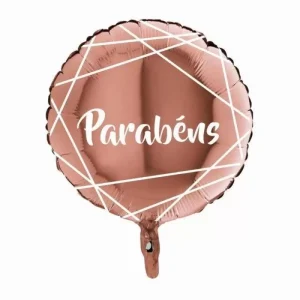 Balão Foil Parabéns Rose Gold e Branco