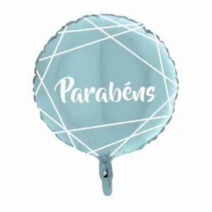 Balão Foil Parabéns Azul e Branco