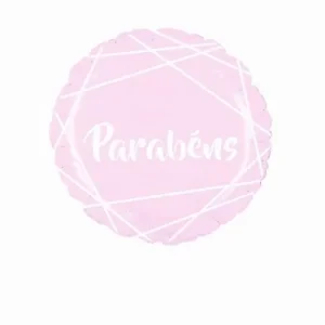 Balão Foil Standart Português Parabéns Rosa e Branco