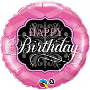 Balão Foil 18″/46cm Happt B/ Preto e Rosa