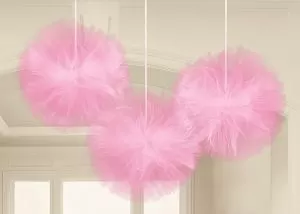 Pompom em tulle rosa