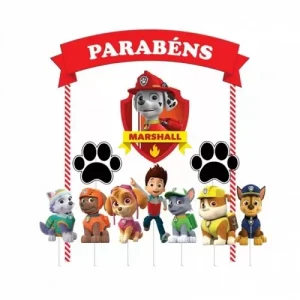 Topo de Bolo Patrulha Pata Vermelho