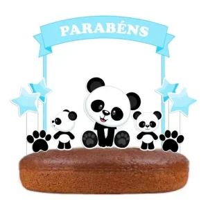 Topo de Bolo Panda Azul