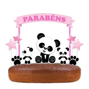 Topo de Bolo Panda Rosa