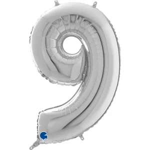 Balão Nº 9 Prateado 26″ 66cm