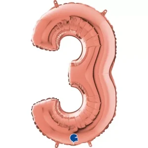 Balão Nº 3 Rosa Gold 26″ 66cm