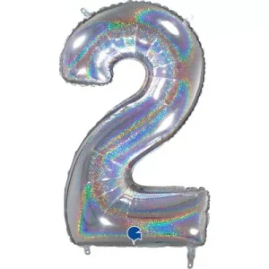 Balão Foil 26″/66cm Prateado c/ Glitter Nº 2