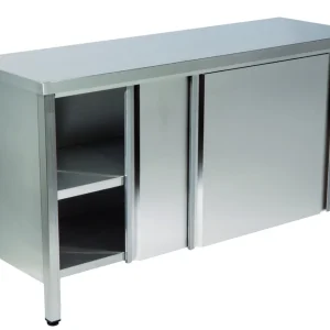 MESA ARMARIO PORTA DESL. 2 PRAT.1000X700X850 INOX
