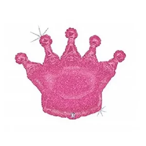 Balão Foil Coroa Rosa c/glitter 36″/91cm