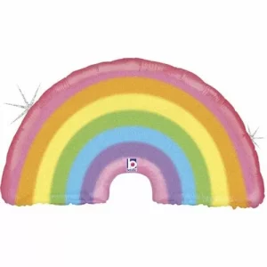 Balão Foil Arco-Iris Pastel Com Glitter