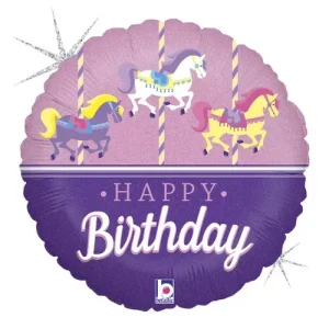 Balão Foil Carrossel Happy Birthday
