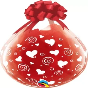 Balão Látex Transparente Espirais e Corações