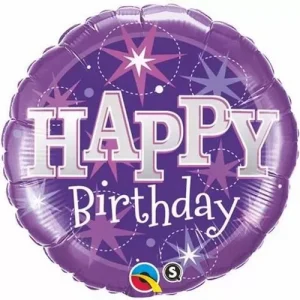 Balão Foil Happy Birthday Roxo 18″/46cm