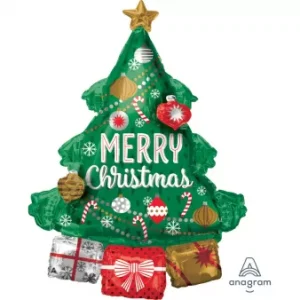 Balão Foil Árvore Natal Merry Christmas 86cm