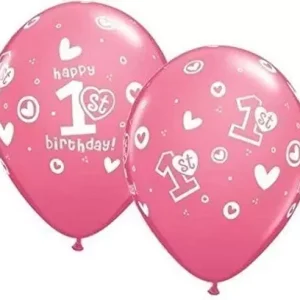 Balão Látex 11″ Rosa 1º Aniversário