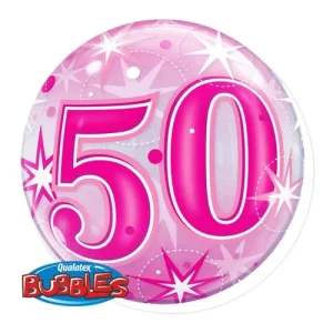 Balão Bubble 50 Anos 22″/56cm Rosa