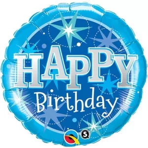 Balão Foil 36″ Happy Birthday Blue Sparkle