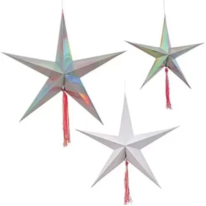 Conjunto Estrelas Decorativas Iridescentes
