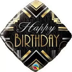 Balão Foil Art Deco Dourado Happy Birthday