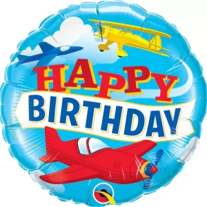 Balão Foil 18″ happy birthday aviões