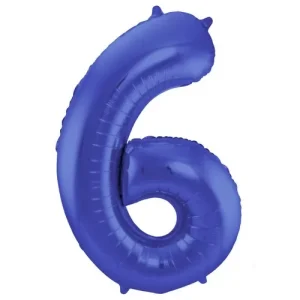 Balão Foil nº6 86cm Azul Matt