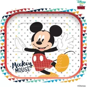 Pratos Quadrados Mickey Awesome 4un