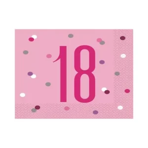 Guardanapos 18 anos Rosa bolas 16un