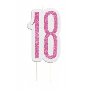 Velas 18 anos rosa com glitter