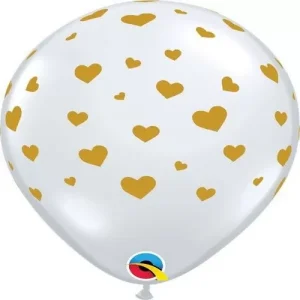 Balão Látex Clear C/ Corações Dourados