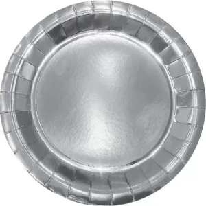 Pratos Metálicos Prateados 23cm