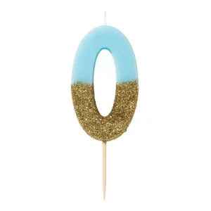 Vela Azul e Dourada c/glitter nº 0