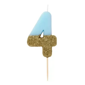 Vela Azul e Dourada c/glitter nº 4
