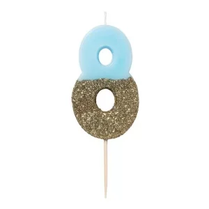 Vela Azul e Dourada c/glitter nº 8