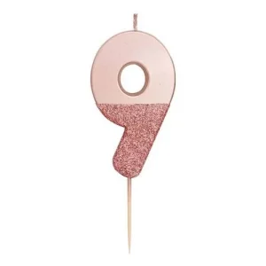 Vela Rose Gold c/ Glitter nº 9