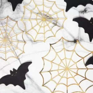 Decoração em Papel Teia de Aranha Dourada 3 Unidades